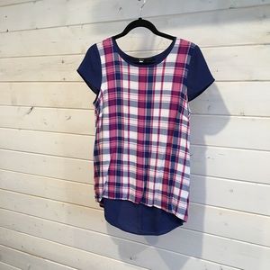 Kenzie | Pink & Purple Plaid Tee